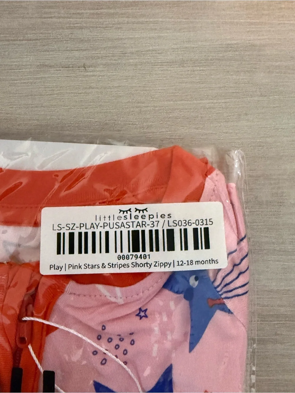 Little Sleepies PLAY Pink Stars & Stripes Shorty Zippy NIP 12-18M bamboo
